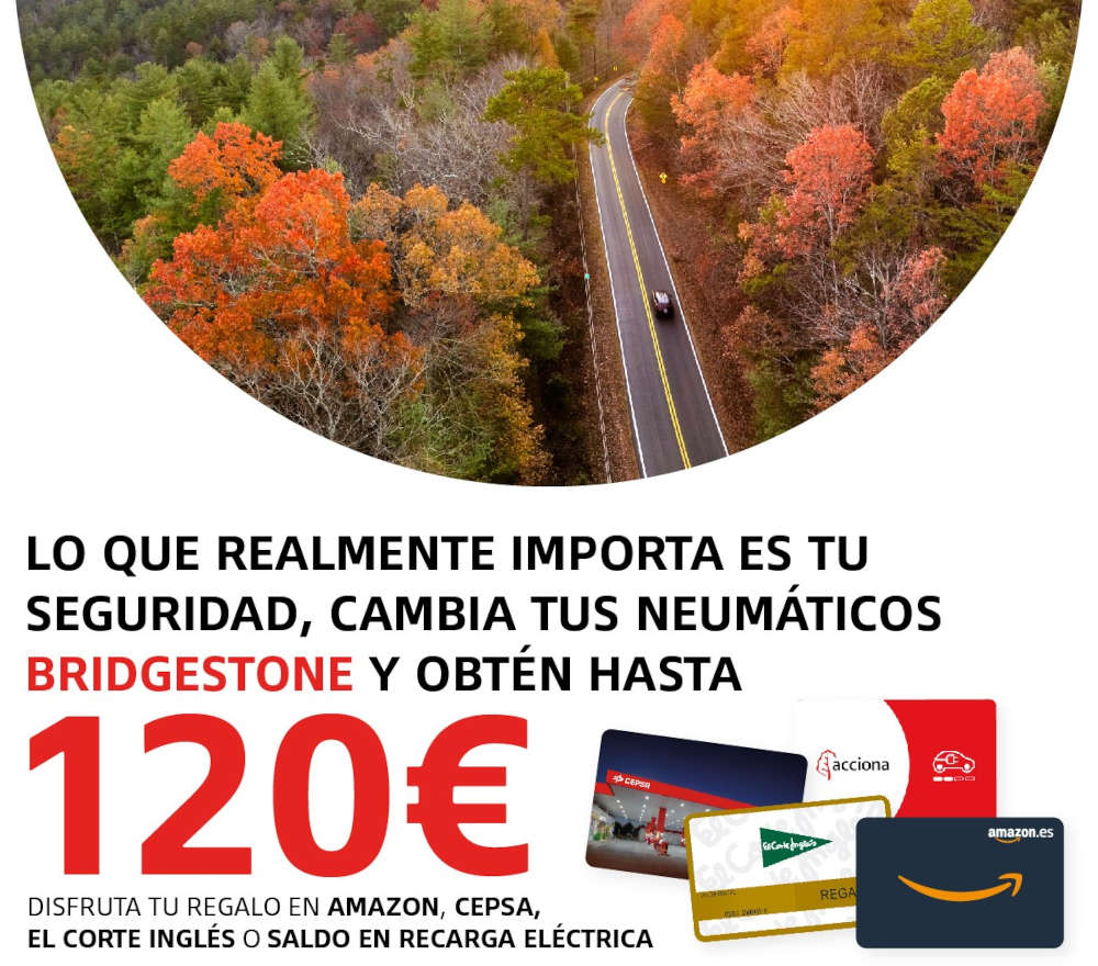 Llévate hasta 120€ al montar neumáticos Bridgestone