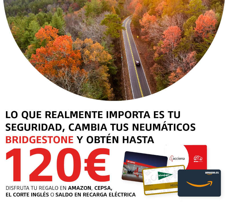 Llévate hasta 120€ al montar neumáticos Bridgestone